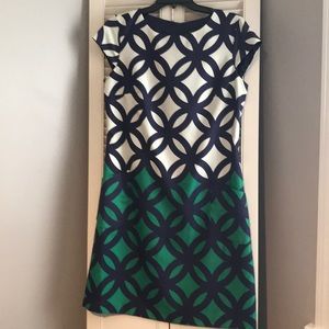 Navy/green/cream dress